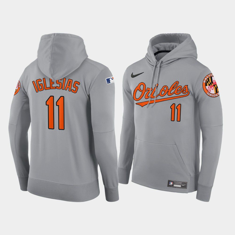 Men Baltimore Orioles #11 Iglesias gray road hoodie 2021 MLB Nike Jerseys->customized mlb jersey->Custom Jersey